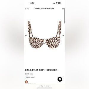 Monday Swimwear Cala Roja Top- Husk Geo Size P